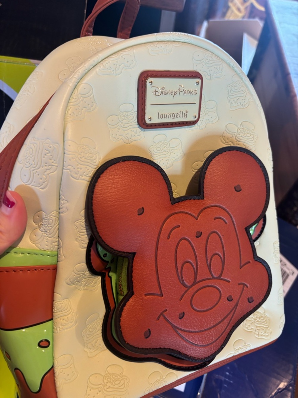 Loungefly Disney Parks Cream, Brown & Green Mickey Snack Mini Backpack